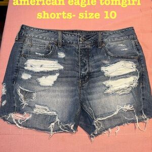 American Eagle Outfitters Women's “Tomgirl”Ripped Jean Shorts